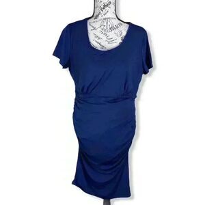 Kimi + Kai Maternity "Lana" Ruched Dress- L